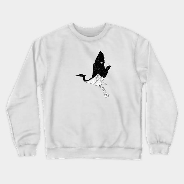 Cosmic Stork Crewneck Sweatshirt by jy ink